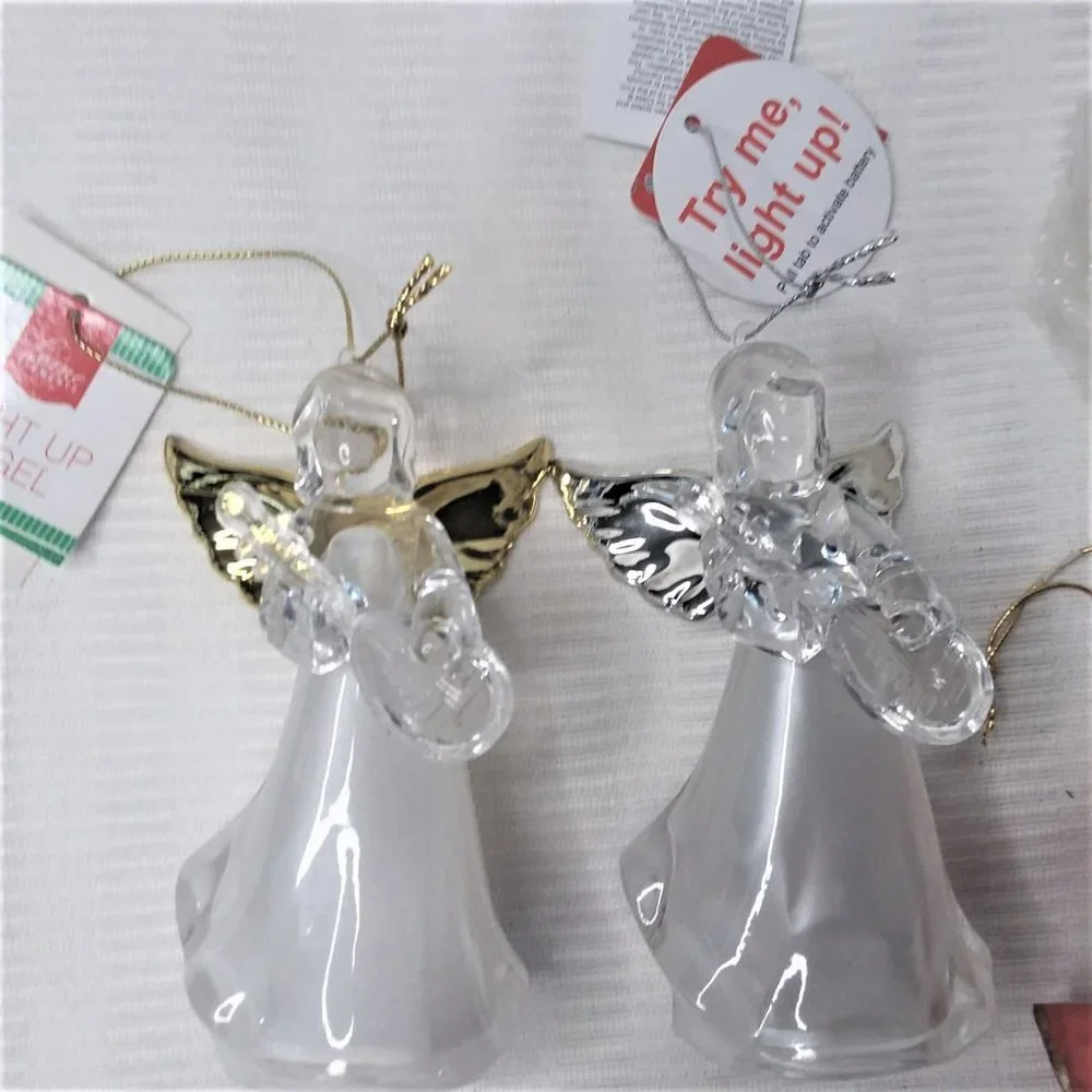 Christmas Tree Ornament Lot Angels Light Up Crystal Some VTG NEW Holiday Deco - Picture 2 of 6